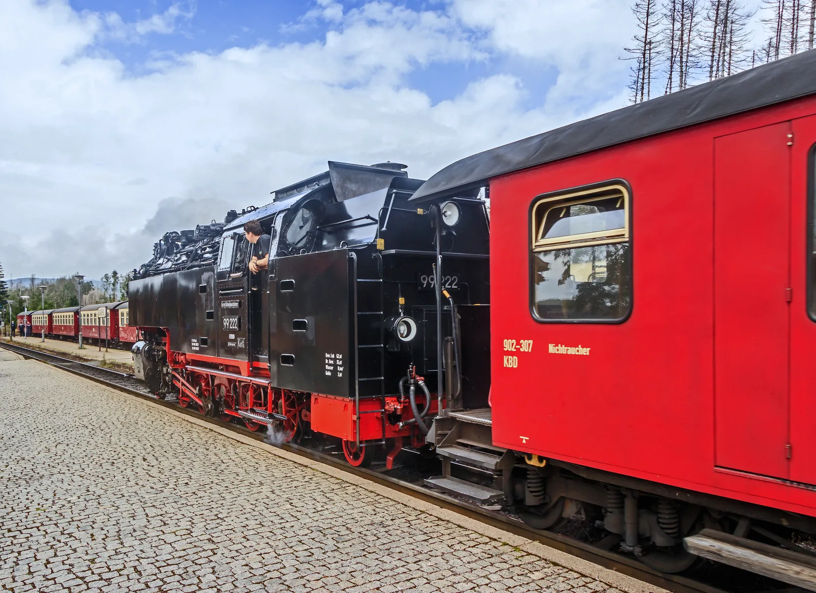 Dampflokomotive 99 222 der Brockenbahn im Bahnhof Schierke
