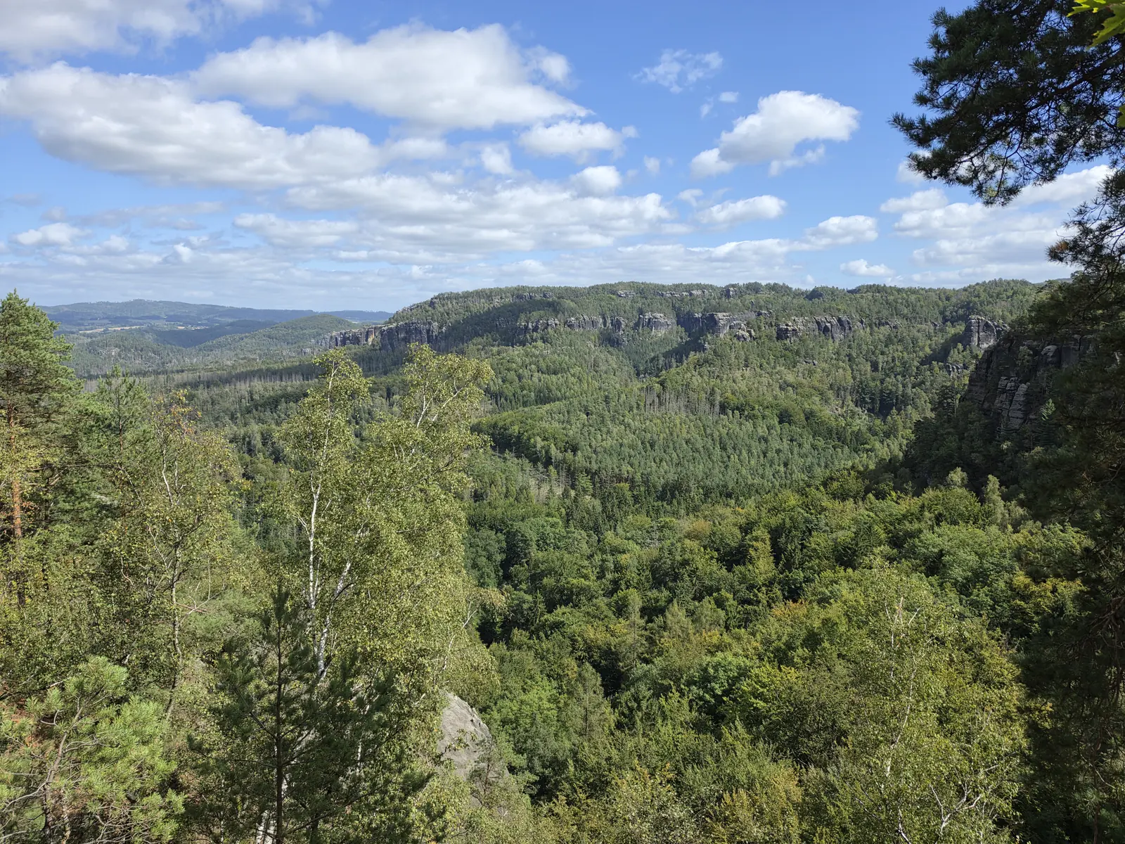 Blick vom Gratweg auf den Schrammsteinen zu den Affensteinen