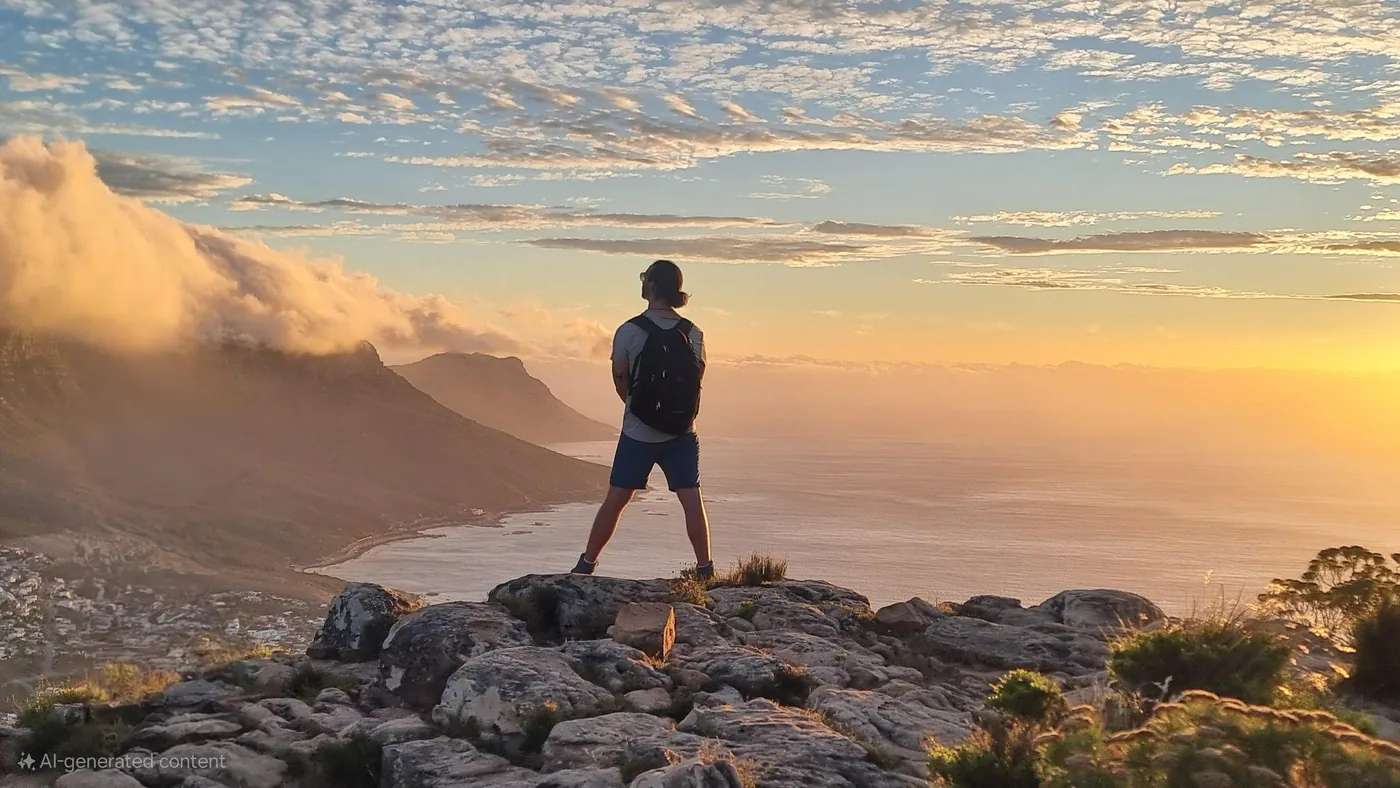Angebotsfoto: Lion’s Head zum Sonnenuntergang, mit Guide und Stirnlampe