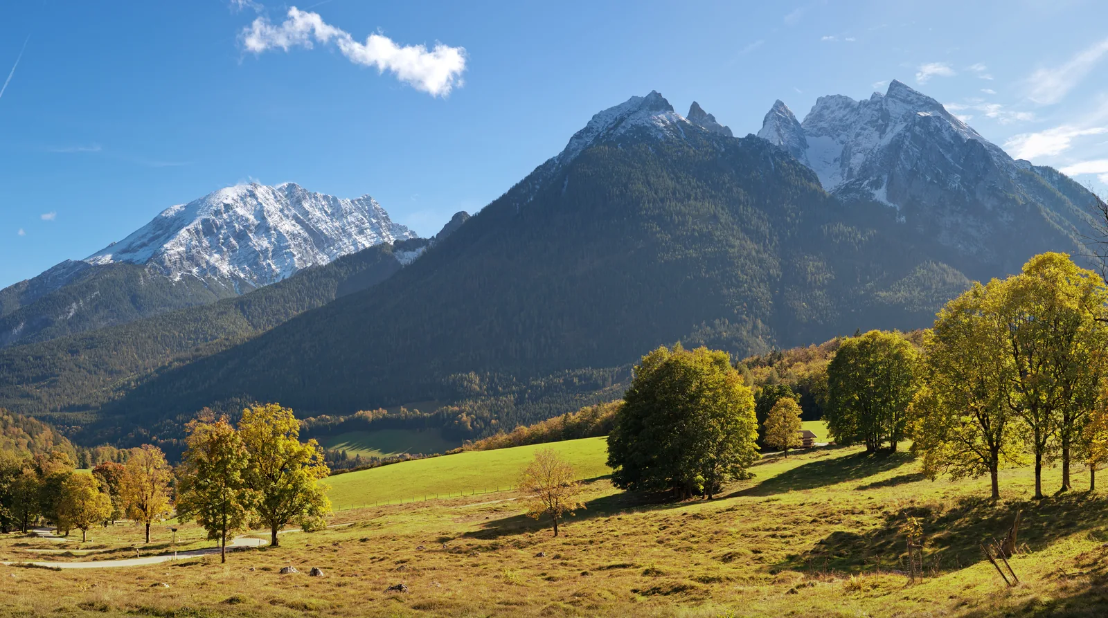Watzmann und Hochkalter in den Berchtesgadener Alpen nebeneinander