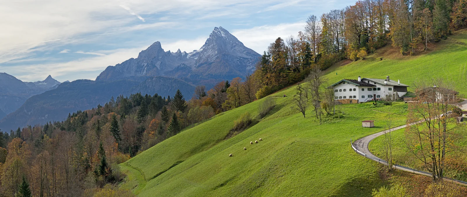 Panoramablick von Maria Gern auf den Watzmann in den Berchtesgadener Alpen